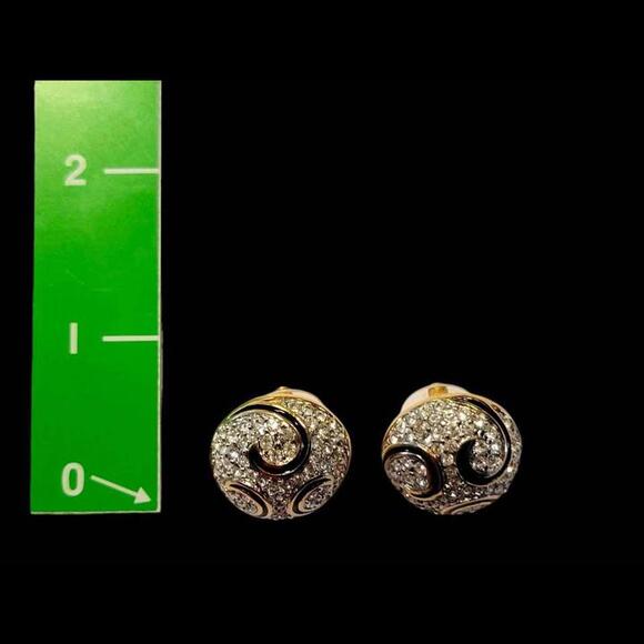Vintage Signed Swarovski Crystal Domed Stud Earrings - Picture 7 of 9